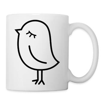 Cute Sparrow Chick – Tweeting Birdie - Coffee/Tea Mug - white - Right