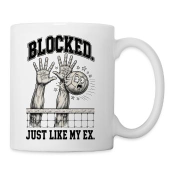 Blocked Just Like My Ex – Funny Volleyball Block - Coffee/Tea Mug - white - Right