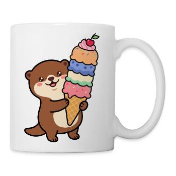 Otter Rainbow Ice Cream Cone - Coffee/Tea Mug - white - Right