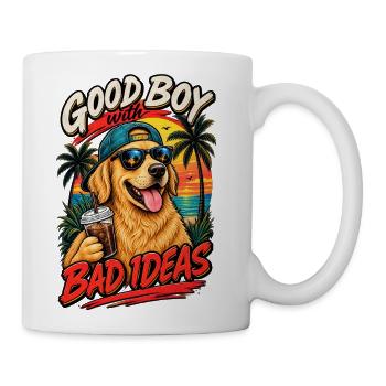 Good Boy With Bad Ideas Funny Golden Retriever Sum - Coffee/Tea Mug - white - Right