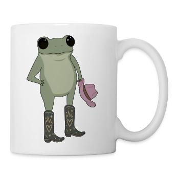 Cute Cowboy Frog in Western Boots Cartoon - Coffee/Tea Mug - white - Right