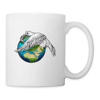 Dove Of Peace Cries While Holds The Earth - Coffee/Tea Mug - white - Right