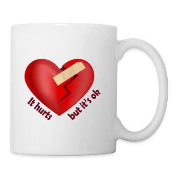 Valentine's broken heart healed with patch - Coffee/Tea Mug - white - Right