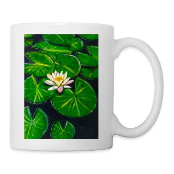 Beautiful lotus flower and leaves in the pond - Coffee/Tea Mug - white - Right