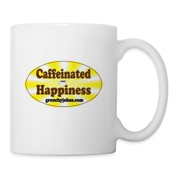 Grouchy John Caffeinated Happiness Oval - Coffee/Tea Mug - white - Right