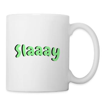 Slaaaay Green Minimalist Typography - Coffee/Tea Mug - white - Right
