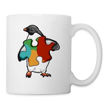 Puzzle Piece penguin Autism Awareness Happy funny - Coffee/Tea Mug - white - Right