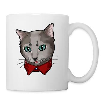 Russian Blue Cat Face Cats Cute funny gift present - Coffee/Tea Mug - white - Right