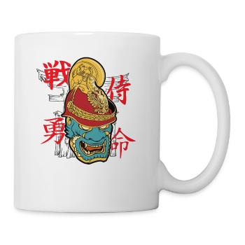 Japanese Art Demon Mask - Coffee/Tea Mug - white - Right