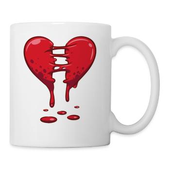 Dripping Broken Heart Valentines Funny Love - Coffee/Tea Mug - white - Right