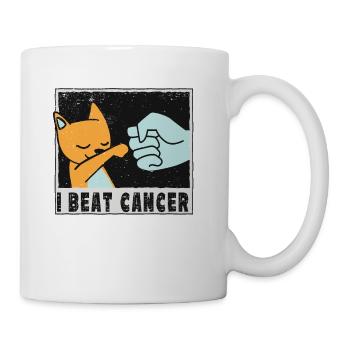 cut little Cat Cancer Survivor I Beat Cancer - Coffee/Tea Mug - white - Right