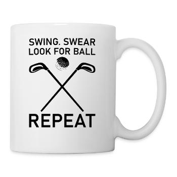 Swing Swear Look For Ball Repeat - Funny Golf - Coffee/Tea Mug - white - Right