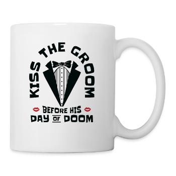 Bachelor Wedding Day Doom Kissing Groom - Coffee/Tea Mug - white - Right