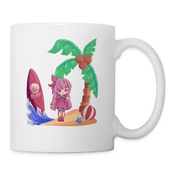 Surfing manga anime manga island vacation - Coffee/Tea Mug - white - Right