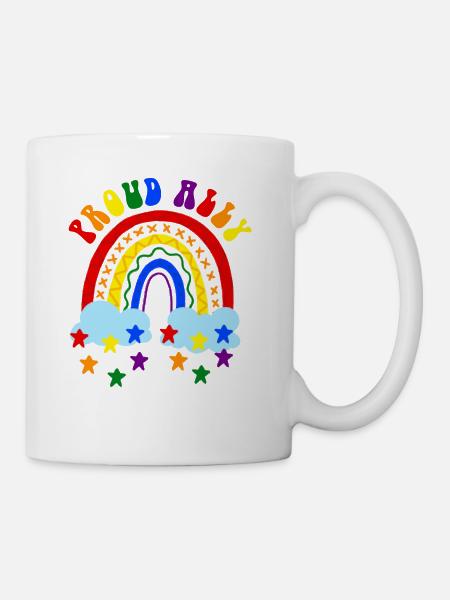 Proud Ally LGBT Rainbow - Coffee/Tea Mug - white