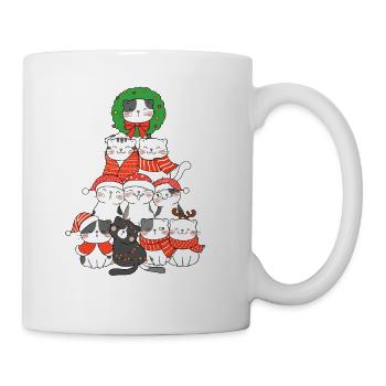 Chistmas Season Cat Feline Christmas Tree - Coffee/Tea Mug - white - Right