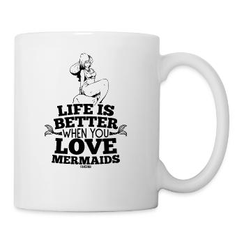 Mermaid diving swimming sea - Coffee/Tea Mug - white - Right
