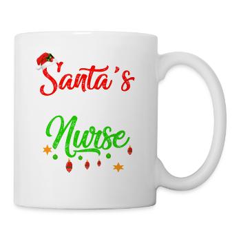 Funny Xmas Santa s Favorite Nurse Christmas - Coffee/Tea Mug - white - Right