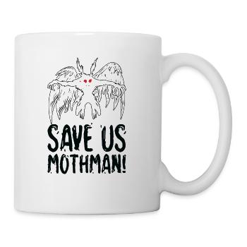 Halloween Mothman Mythical Line Art Beast Monster - Coffee/Tea Mug - white - Right