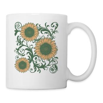 Baroque Aesthetic Sunflower Pattern Dark Academia - Coffee/Tea Mug - white - Right