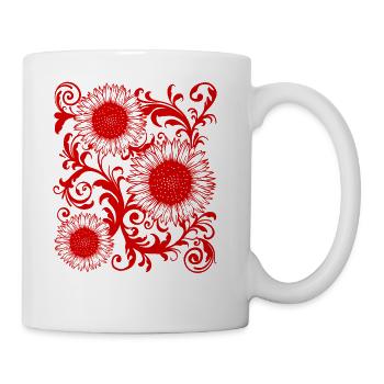 Baroque Aesthetic Sunflower Pattern Dark Academia - Coffee/Tea Mug - white - Right