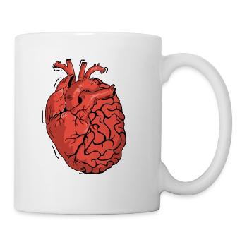 Half Brain Half Heart Organ Anatomy Science - Coffee/Tea Mug - white - Right