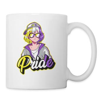 Nonbinary Pride Japanese Cool Anime Girl Non Binar - Coffee/Tea Mug - white - Right