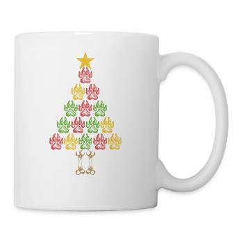 Chistmas Season Christmas Tree Pawprint Bone - Coffee/Tea Mug - white - Right