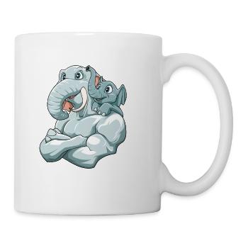 Strong Elephant with Elephant Kid for a Elephant - Coffee/Tea Mug - white - Right