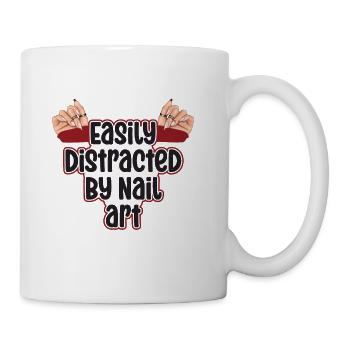 Easily Distracted By Nail Art Nail Tech - Coffee/Tea Mug - white - Right