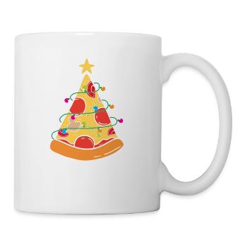 Xmas Christmas Pizza Fir Tree Lights - Coffee/Tea Mug - white - Right