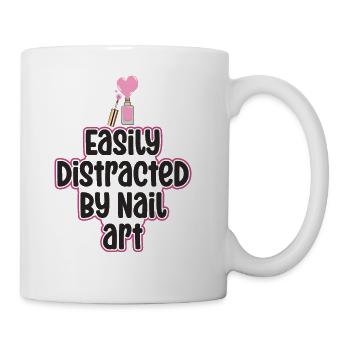 Easily Distracted By Nail Art Nail Tech - Coffee/Tea Mug - white - Right