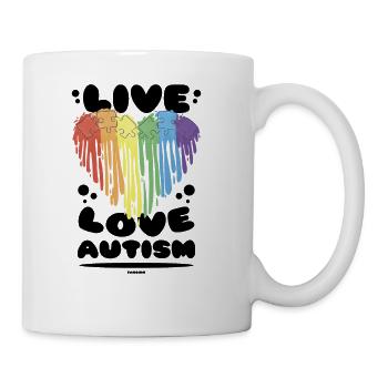 Autism dear heart rainbow - Coffee/Tea Mug - white - Right
