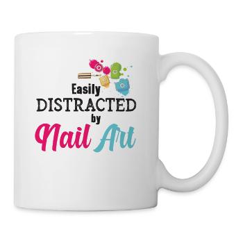Easily Distracted By Nail Art Nail Tech - Coffee/Tea Mug - white - Right