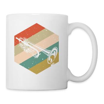 Trumpet With Flowers Retro Background Trumpet - Coffee/Tea Mug - white - Right