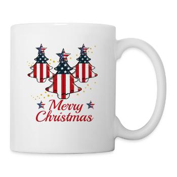 Chistmas Season Christmas Tree American Flag - Coffee/Tea Mug - white - Right