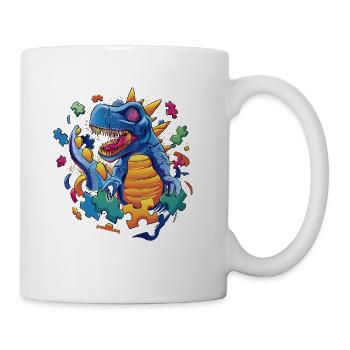 Puzzle pieces and Tyrannosaurus Rex - Coffee/Tea Mug - white - Right