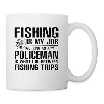Policeman Funny Fishing - Coffee/Tea Mug - white - Right