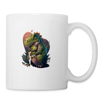 Prehistoric Enthusiasts Dinosaur Mom Hugging Baby - Coffee/Tea Mug - white - Right