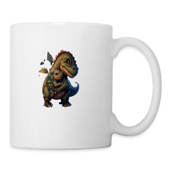 Prehistoric Enthusiasts Dinosaur Mom Hugging Baby - Coffee/Tea Mug - white - Right