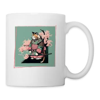 Japanese Art Cat Ninja Ukiyoe - Coffee/Tea Mug - white - Right