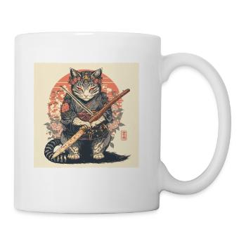 Japanese Art Cat Samurai Cat Lover - Coffee/Tea Mug - white - Right