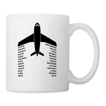 Full Phonetic Alphabet Shirt Plane Letters w/ - Coffee/Tea Mug - white - Right