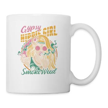 Gypsy Hippie Girl Smoke Weed - Coffee/Tea Mug - white - Right