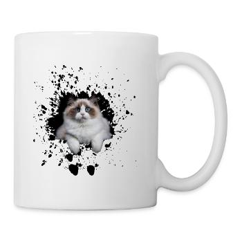 Cute cat with blue eyes - Coffee/Tea Mug - white - Right