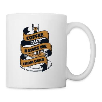 Coffee Raises Me From Dead Queen Latte Art - Coffee/Tea Mug - white - Right