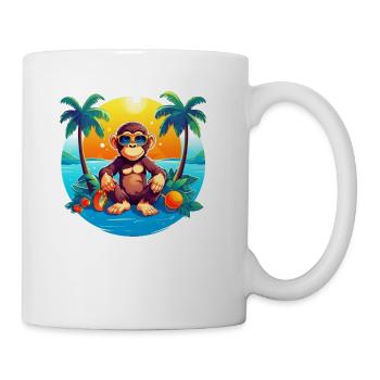 Beachside Monkey Adventure: Cool and Comfy Summer - Coffee/Tea Mug - white - Right