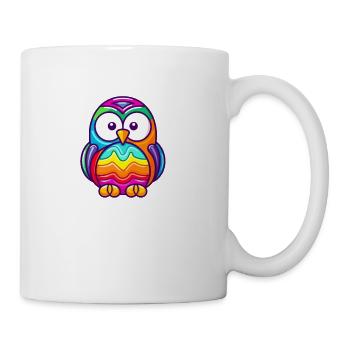 Adorable Technicolor Dream Owl - Kawaii Art Piece - Coffee/Tea Mug - white - Right