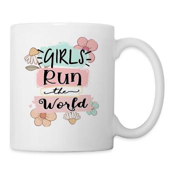 Girls run the world woman power - Coffee/Tea Mug - white - Right