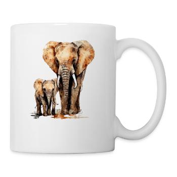 Strong Elephant with Elephant Kid for a Elephant - Coffee/Tea Mug - white - Right